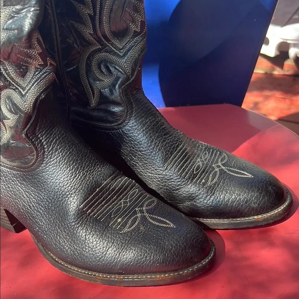 Tony Lama 6904 Black Bullhide Leather Cowboy Western Boots Round Toe Men's 9 D